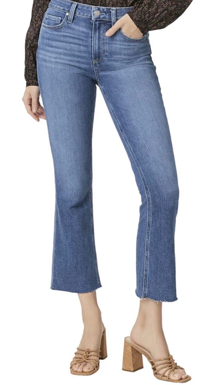 PAIGE Collette Crop Flare Jean in Size 26 Raw Herm